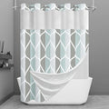Yiatn No Hook Grey Shower Curtain with Snap in Liner Set - Hotel Style with See Through Mesh Top Window, Modern Geometric Waterdrop Design,Water-Repellent & Washable, 71x74 INCH - color: A. Grey, size: 71"W x 74"L (Pack of 1)