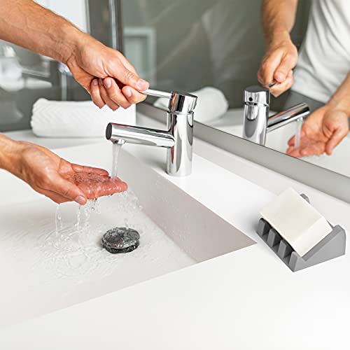 Silicone Soap Dish (USA Patented) Self Draining Bar Soap Holder for Shower Bathroom Sink, Drying Soap Dish Tray Kitchen Sponge Holder Easy Cleaning Soap Saver Mat (Light Grey, 2) - color: Light Grey, 2