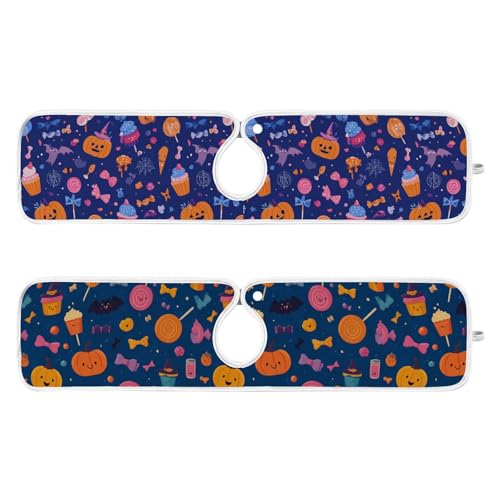 Candy Halloween Pumpkin Bat Sink Mat for Faucet Sink Splash Guard Faucet Handle Drip Catcher for Kitchen Bathroom Absorbent Microfiber Dish Drying Mat with 1 Hole 2pc - color: Candy Halloween Pumpkin Bat, size: 30x5.5in x2