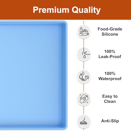 ukeetap Extra Thick Silicone Mat Waterproof with Raised Edge 22" x 19", Under Sink Mat for Kitchen & Bathroom, Kitchen Cabinet Liner, Multi-Purpose for Storage & Protection, Blue - color: Blue, size: 22"L x 19"W
