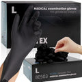 FINITEX - Black Nitrile Disposable Gloves, 5mil, Powder-free, Medical Exam Latex-Free 100 PCS For Cleaning Food Glove (Large) - size: Large
