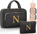 Personalized Gifts for Women, Initial Toiletry Bag Hanging Travel Organizer & Makeup Cosmetic Bag with Embroidery Letter Teacher Appreciation Gift Birthday Mothers Day Gifts for Mom Wife Friend Sister - style: N