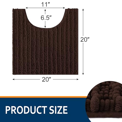 Smiry Bathroom Toilet Rugs U Shaped 20x20, Extra Soft Absorbent Non Slip Rubber Backing Chenille Contour Bath Rugs for Toilet, Machine Washable Contoured Bath Mats, Brown - color: Brown, size: 20'' X 20''