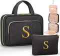 Personalized Gifts for Women, Initial Toiletry Bag Hanging Travel Organizer & Makeup Cosmetic Bag with Embroidery Letter Teacher Appreciation Gift Birthday Mothers Day Gifts for Mom Wife Friend Sister - style: S