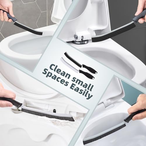 Toilet Brush, 4 Pcs Bathroom Cleaning Brush, Gap Scrub Brush with Hanging Hole, Multifunctional Hard Bristle Crevice Cleaning Brush, Cleaner Tools for Sinks, Tub, Shower, Tile, Toilet Seat (4, Black) - color: Black