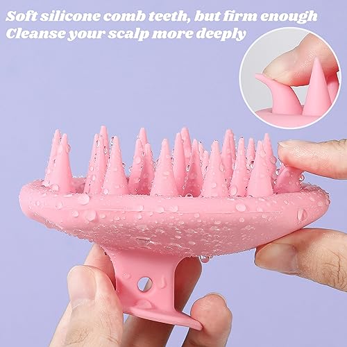 URTHEONE Scalp Massager Shampoo Brush for Hair Growth,Soft Silicone Scalp Scrubber Shower Brush for Women Men Kids Stress Relax&Scalp Exfoliator,Scalp Scrubber for Dandruff Removal (Pink) - color: Pink