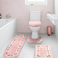Drydiet 4 Pcs Bathroom Rugs Sets with Toilet Lid Cover Rose Flowers Bathroom Rugs Set Coquette Room Decor Floral Bath Mat U Shaped Toilet Rug Non Slip Absorbent Floral Bath Carpet