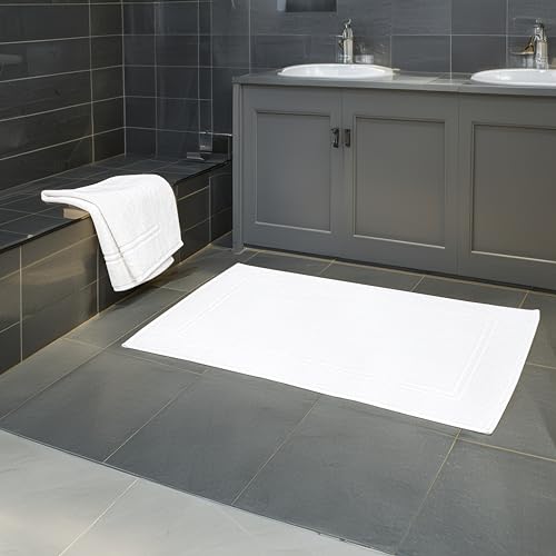 Tens Towels Pack of 2 Bath Mats 100% Cotton, 20 x 32 Inches, Super Absorbent, Hotel Quality Premium Floor Towels, Luxurious, Soft & Quick Dry, Not a Bathroom Rug, White - color: White