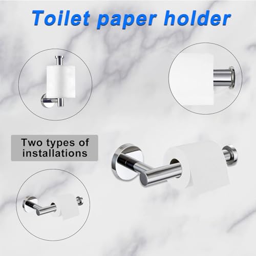 Cilee 10 Piece Chrome Bathroom Accessories Set, 24inch Polished Chrome Towel Bar Ring+Toilet Paper Holder+ Robe Towel Hook SUS304 Stainless Steel Bathroon Hardware Set - color: B Chrome, size: 24inch