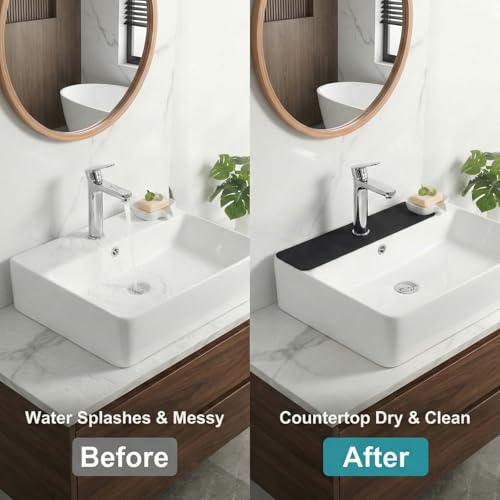 33 Lx5.5 W Long Kitchen Sink Faucet Mat: Customizable Black Splash Guard with Pre-Cut Center Hole for Large Double bowl Sink, DIY to Fits irregular & 2, 3, 4 hole sinks with Soap Dispenser & Air Gap - size: 33''Lx5.5''W