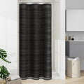 Small Stall Boho Farmhouse Shower Curtain with Tassel, Linen Bohemian French Country Chic Bathroom Shower Curtain Set, Modern Striped Textured Shower Curtain 36x72 - Black - color: Black, size: 36"W x 72"L (Pack of 1)