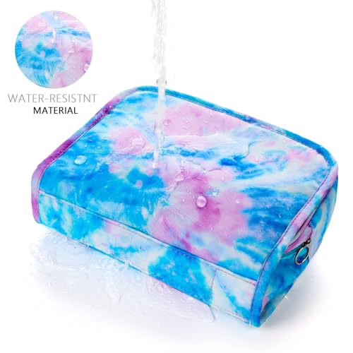 Kids Hanging Toiletry Bag for Girls, Travel Toiletry Bag for Little Young Girls Cosmetic Makeup Waterproof Wash Bag Toddler Traveling Toiletries, Tie Dye Blue - color: Tie Dye-Blue