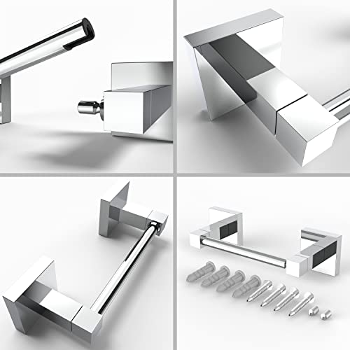Ruacq Toilet Paper Holder Chrome Double Post Pivoting Square Tissue Holders Roll Holder Hangers Toilet Paper Stand Stainless Steel and Zinc Alloy Modern Wall Mounted - color: Chrome, size: Square