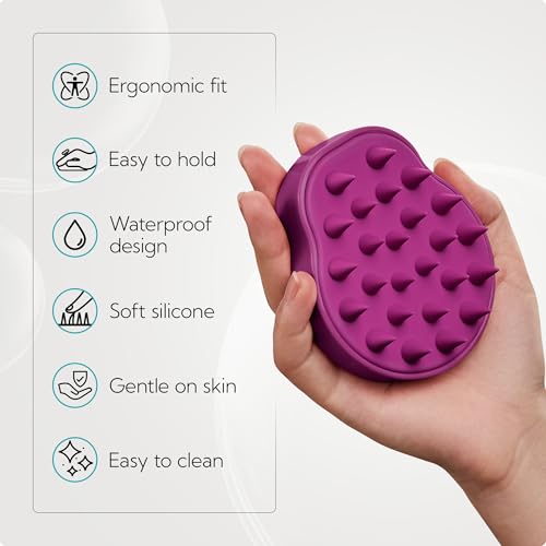 HEETA Hair Scalp Massager Shampoo Brush 2 Pack, Soft Silicone Bristles to Remove Dandruff, Waterproof Hair Scrubber for Both Wet Dry Hair, Suitable for Men & Women (Green & Purple) - color: 01- Green & Purple