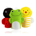 Made Easy Kit Hand Puppet Bath Wash Mitt Towel with Animal Designs with Loofahs for Fun Interactive Bathing Time (Red Green Yellow (No Loofah)) - color: Red Green Yellow (No Loofah)
