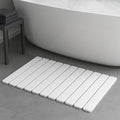 Premium Foldable Stone Bath Mat - Ultra Absorbent Quick Drying Compact Easy to Store & Clean Non-Slip Diatomaceous Earth Bath Shower Mat (White) - color: White