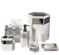 Creative Scents Quilted Mirror 6 Piece Bathroom Accessories Set | Includes Trash can, Tissue Box Cover, Soap Dispenser, Toothbrush Holder, Tumbler Cup & Soap Dish - style: 6 Piece Set
