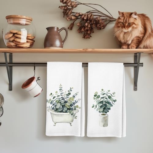 Eucalyptus Bathtub Toilet Paper Roll Hand Towels Set of 2 | Eucalyptus Gifts - color: eucalyptus