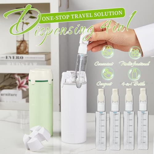 4 in 1 Travel Dispenser Bottle,Refillable Leak Proof and Portable for Shampoo, Conditioner, Shower Gel & Toiletries - Perfect for Vacation, Camping & Gym (4pcs) - color: 4pcs