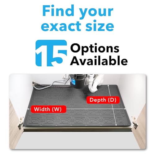 XTREME MATS Waterproof Undersink Mat (Beige 28" 1/4 x 19 1/4) Cabinet Base Liner for Bathroom Vanity Cabinets Catches Leaks Prevents Damage Flexible Driptray - color: Beige, size: 28" 1/4 x 19" 1/4)