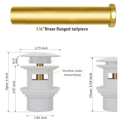 Free Standing Tub Drain Kit, Freestanding Tub Drain, Pop-Up Freestanding Bathtub Drain Stopper, Compatible with Freestanding Bathtub Drain Rough-in Kit (White) - color: White