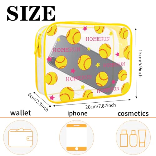 Clear Makeup Bags TSA Approved Toiletry Bag-2Pack，Clear TravelBags for Toiletries, Carry on Airport Airline Compliant Bag,Baseball - color: Yellow Baseball-2pcs