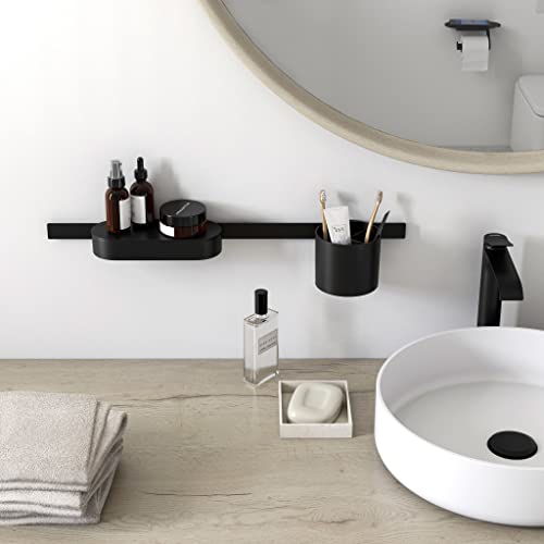 Hansgrohe WallStoris Bathroom Bundle, Accessories and Storage Set, no Drilling, Matt Black, 27968670 - color: Matt Black, style: set / bathroom