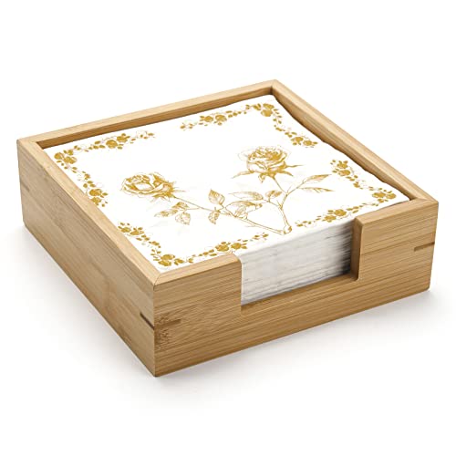 Bamboo Napkin Holder Square, 7.5" x 7.5" x 2.5", Wood Napkin Tray, Wooden Luncheon Napkin Holder for Kitchen Table Countertop - size: 7.5" x 7.5" x 2.5"