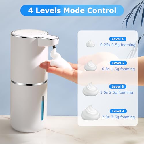 2 Pack Automatic Soap Dispensers,12.8oz/380ml USB Touchless Automatic Foaming Soap Dispenser,Rechargeabled Wall Mounted Smart Soap Dispenser for Bathroom Kitchen Dish Soap - color: White, size: Foam x2