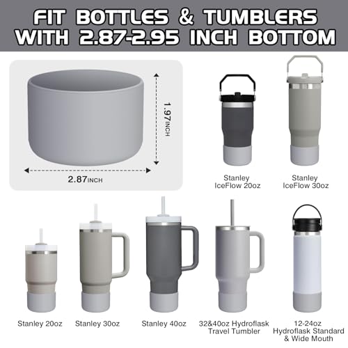 WUQID Silicone Boot Sleeve Compatible with Hydro Flask Travel Tumbler with Handle 32oz&40oz and 12-24oz Hydroflask Bottle & Stanley 20 30 40oz Tumbler, Fit 2.83-2.95in Bottom, Anti-Slip Bottle Cover - color: Birch
