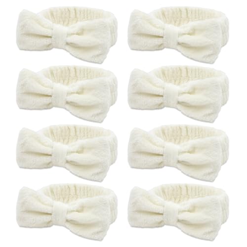 Semato 8 Pcs Creamy White Spa Headband Bachelorette Party Favor Set Skincare Headbands for Women Gifts and Party Supplies (creamy white) - color: creamy white