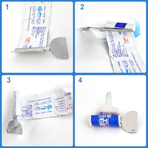 4 Pcs Toothpaste Tube Squeezer,Keys Metal Roller Hair Dye Dispenser Tool, Stainless Steel Toothpaste Squeezers,Metal Tube Key Squeezers Tooth Paste Squeezer for Bathroom Cosmetic Paint Hand Cream