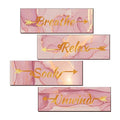 Lnond 4 Pieces Pink Gold Marble Bathroom Wall Decor, Relax Soak Unwind Breathe Signs Decor, Wood Hanging Wall Art for Bathroom Spa Room (12 x 4 Inch