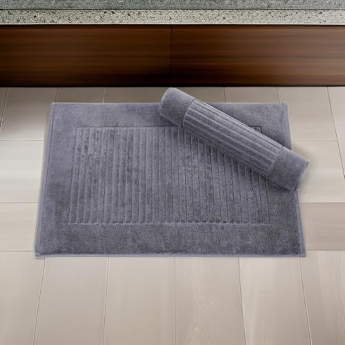 Classic Turkish Towels CTT - 2 Piece Bathroom Rugs Set, 100% Cotton Bath Mats, Comfy & Highly Absorbent Bathroom Floor Mats, Machine Washable | 20"x32" (Grey) - color: Grey