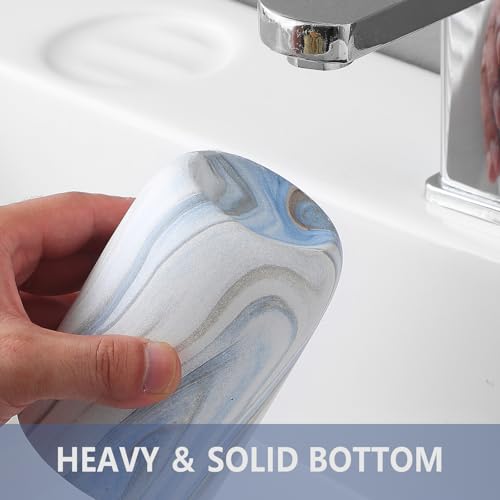 Blue Marble Toothbrush Holders - 2 Ceramic Toothbrush Holders for Bathrooms Toothbrush Toothpaste Holders Set, Bathroom Tumbler Cups Reusable Toothbrush Mouthwash Cup, Bathroom Counter Organizer. - color: Blue Marble, size: 2pcs