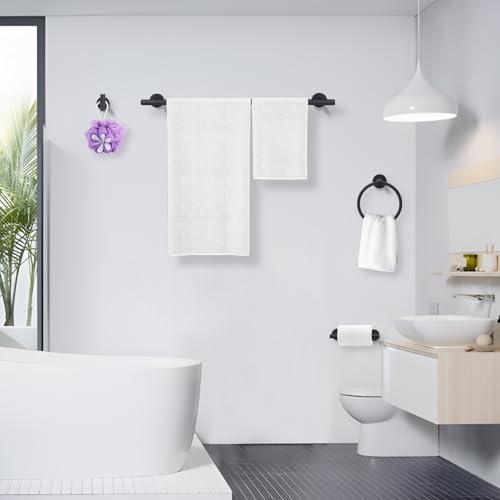Matte Black Toilet Paper Holder Set, Stainless Steel Towel Ring, Double Post Pivoting Toilet Paper Holder and Hand Towel Holder Set for Bathroom,Bathroom Hardware Accessories Set Black - color: Matte Black