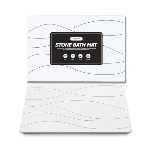 Super Absorbent Stone Bath Mat, Super Non-Slip Diatomaceous Earth Bathroom Rug, Easy Clean for Bathroom, Kitchen and Shower, Home Decor Accessories Rugs, Quick Dry (15.3″x23.6″, White) - color: White, size: 1'3" x 1'11" (Rectangular)