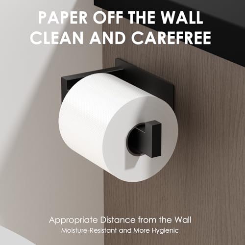 Auxmir Adhesive Toilet Paper Holder, No Drilling Toilet Roll Holder Wall Mount, Premium Thicken SUS304 Stainless Steel, Rustproof Toilet Tissue Holder for Bathroom Kitchen Washroom RV, Matte Black - color: Toilet Paper Holder-black