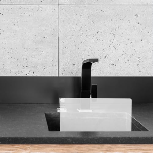 BESPORTBLE Kitchen Sink Splash Guard Acrylic Water Baffle for Bathroom and Kitchen Sink Splash Guard with Adhesive Tapes 13.77 X 8.26 X 1.96 in