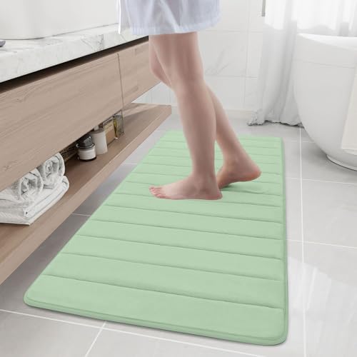 Buganda Memory Foam Bath Mat, 55" x 24", Ultra Soft Bathroom Rugs, Water Absorbent and Machine Washable Bath Rug Runner for Bathroom, Shower, and Tub, Sage Green - color: Sage Green, size: 55" X 24"