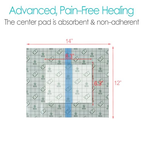 14 Pcs Waterproof Shower Cover 12"x14" with Non-Stick Center Pad for Large Port Surgery Incisions Protector Patch Transparent Film Clear Adhesive Wounds Dressing Bandage Shields - size: 12x14 Inch (Pack of 14)