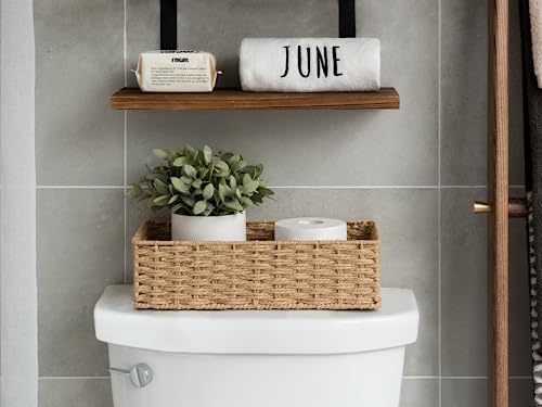 StorageWorks Toilet Paper Basket with Built-in Handles, Light Brown Round Paper Rope Baskets for Bathroom, 14 ¼"L x 6 ¾"W x 3 ¾"H, 1 Pack - color: Light Brown, size: 14¼" L x 6¾" W x 3¾" H