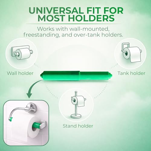 Toilet Paper Holder Spring Rod | Toilet Paper Roller Replacement | Standard & 7 Inch Size Toilet Paper Holder Replacement Rod | Roll Extender fits Extra Large Bathroom Tissue Rolls (Green) - color: Green