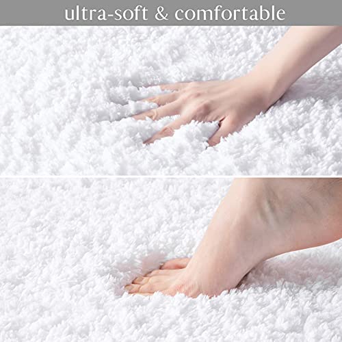 Ashler Bathroom Rugs Sets 2 Piece, White Bath Rugs 2 Pack, Water Absorbing Bath Mats, Soft Rectangle Bathroom Carpet, Machine Washable - 17x24 & 20x32 - color: White