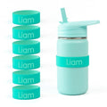 Mabel’s Labels Personalized Two-Tone Engraved Silicone Name Bands – Reusable Dishwasher-Safe Name Bands for Water Bottles, Sippy Cups & Drinkware (Teal & Light Green, 6 Pack) - color: Teal, size: 6 Count (Pack of 1)