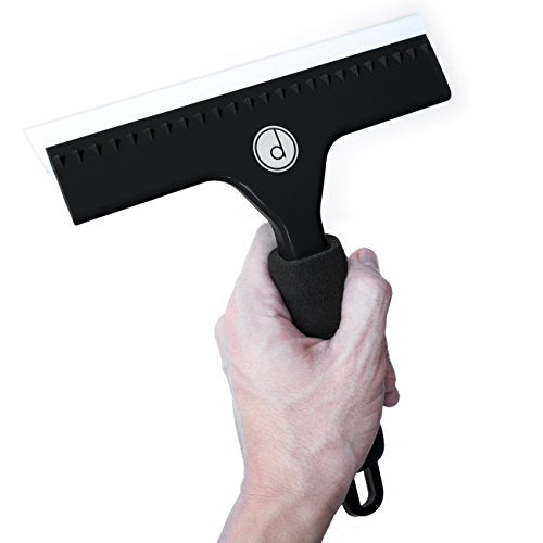 Squeegee for Shower Door, Car Windshield, and Glass Window - 2 Extra Silicone Replacement Blades - Foam Handle - Black - color: Black, size: Plastic