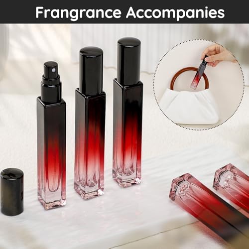 Segbeauty 10ML Travel Cologne Sprayer, 10 Pack Refillable Atomizer Spray Bottle for Perfume, Empty Mini Glass Perfume Bottle Fine Mist Dispenser, Portable Leak-proof Sample Bottles for Travel Outgoing - color: Red, style: Bulk Mini Bottles