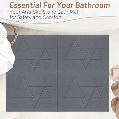 Extra Large Stone Bath Mat for Bathroom,31.5" x 23.6" Quick-Drying Diatomite Stone Shower Mat,Spliceable Design Instant Dry Technology Bath Mats Non-Slip Easy to Clean(Geometry Dark Gray) - color: Geometry Dark Gray