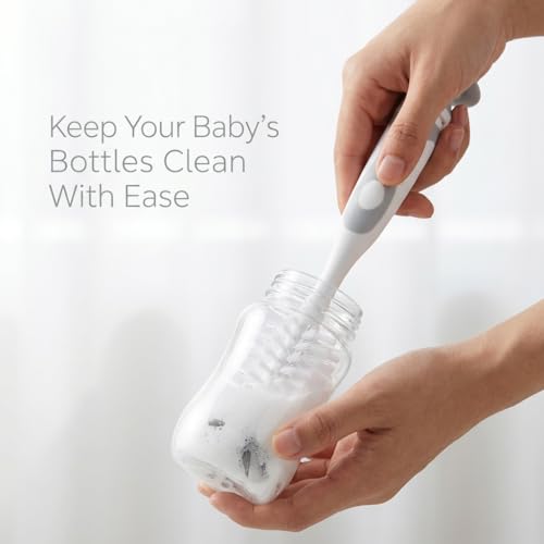 Ariseno 5-in-1 Baby Bottle Cleaner Set, Including Nylon & Silicone Bottle Brush, Cap, Straw & Nipple Brushes, BPA-Free (Grey) - color: Gray-nylon Silicone