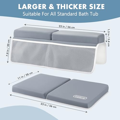 beiens Bath Kneeler and Elbow Rest Pad Set - 1.5'' Comfortable Thick Baby Bath Kneeler Pads, Quick Dry Soft Kneeling Pad for Baby Bath Time, Non-Slip Knee& Arm Support Bathtub Mat with Toys Organizer - color: Grey